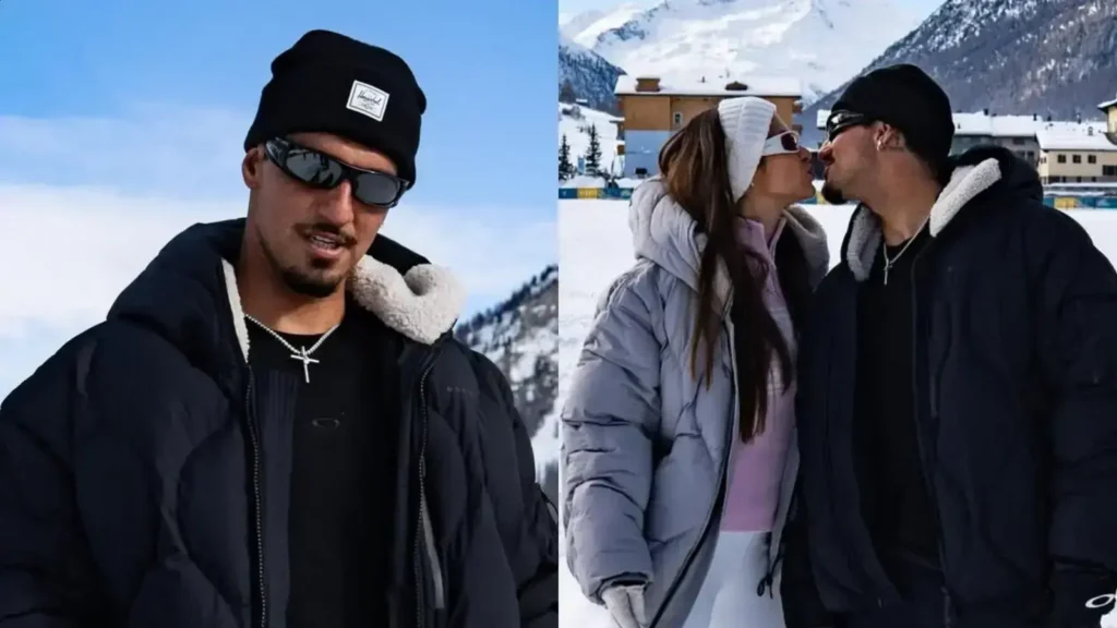 Gabriel Medina conhece a neve nos Alpes ao lado de Isabella Arantes