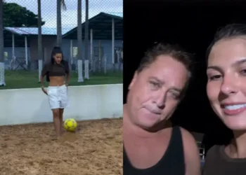 Ana Castela vence ex-sogro em futevôlei e provoca Leonardo