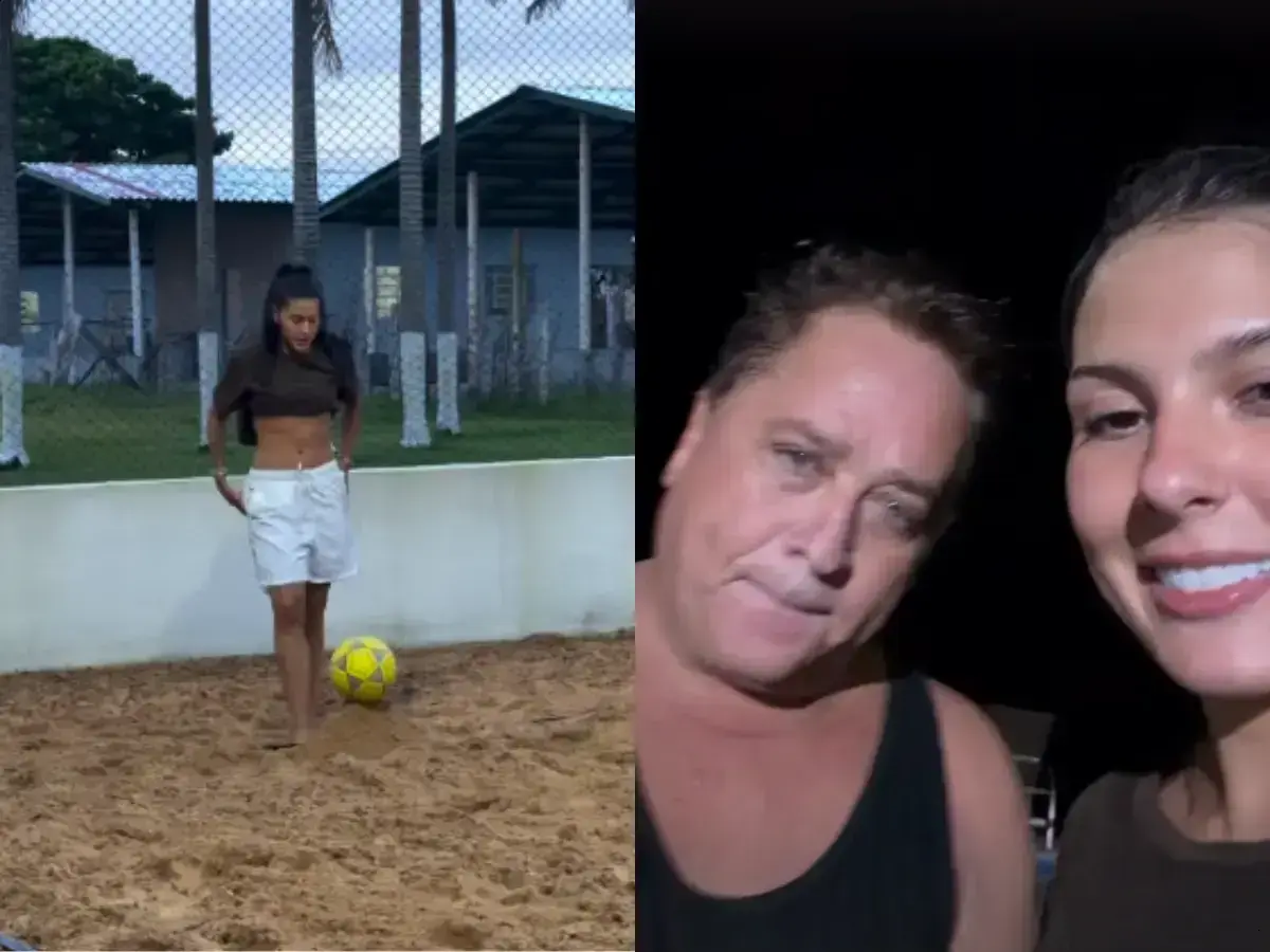 Ana Castela vence ex-sogro em futevôlei e provoca Leonardo
