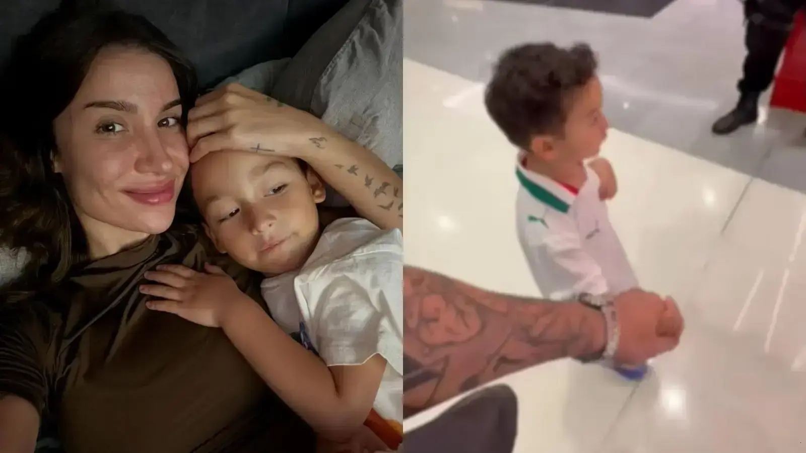 Cris, filho de Bianca Andrade, se diverte ao ver mãe em vitrine