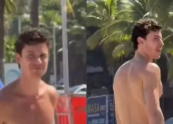Shawn Mendes aproveita a praia no Rio com Bruna Marquezine
