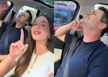 Matheus Aleixo e Duda Rubert em vídeo no carro provocam reações da web sobre o casal maluco