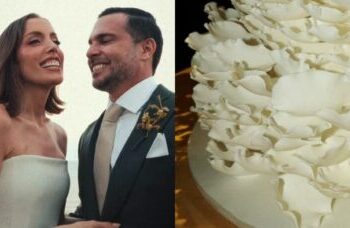 Bolo de renovação de votos de Fabiana Justus traz elegância e charme do mar