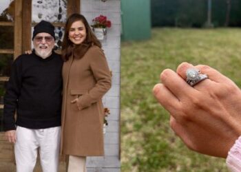 Carlos Alberto de Nóbrega surpreende esposa com anel de diamantes deslumbrante
