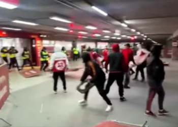 Torcedores do Inter tentam acessar área restrita no Beira-Rio durante partida