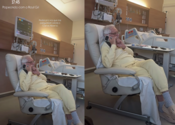 Carlos Alberto de Nóbrega fala com Raul Gil antes de passar por cirurgia